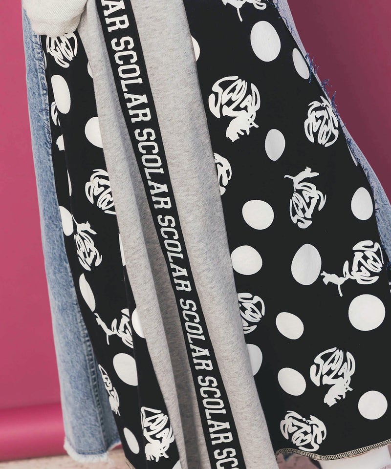 スカラーリメイク風 異素材切替デニムスカート-7