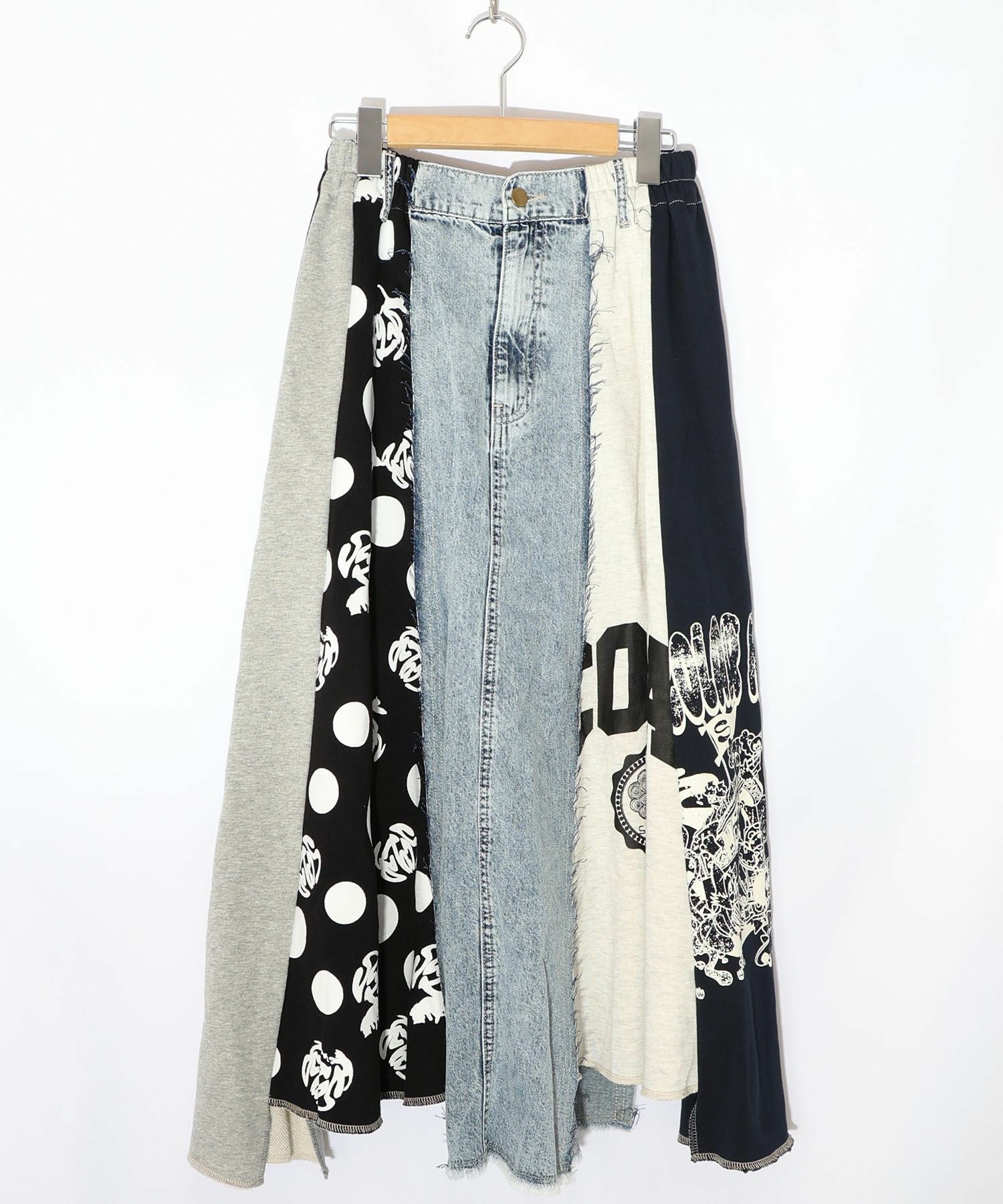 153717：スカラーリメイク風 異素材切替デニムスカートの通販-ScoLar