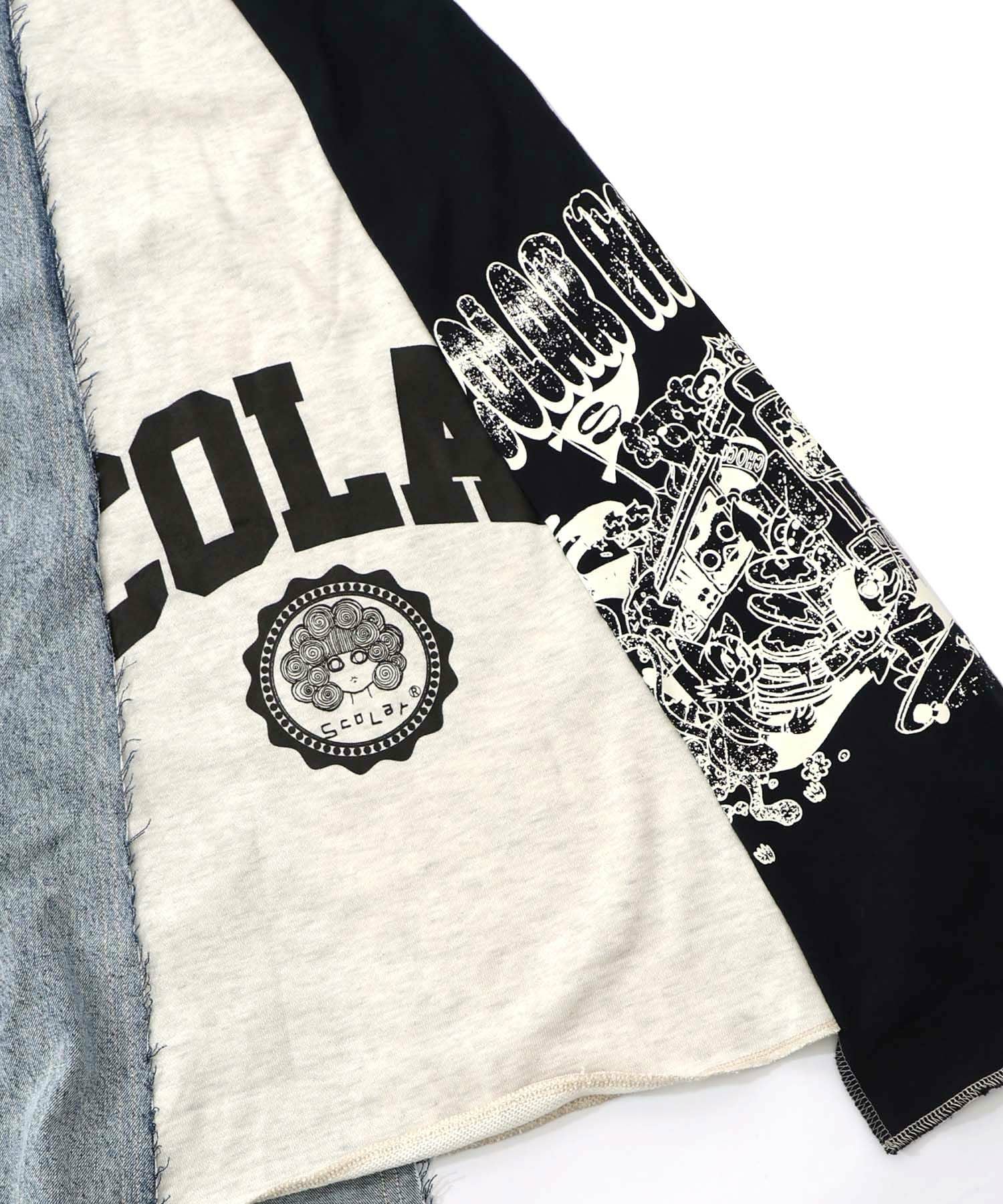 153717：スカラーリメイク風 異素材切替デニムスカートの通販-ScoLar