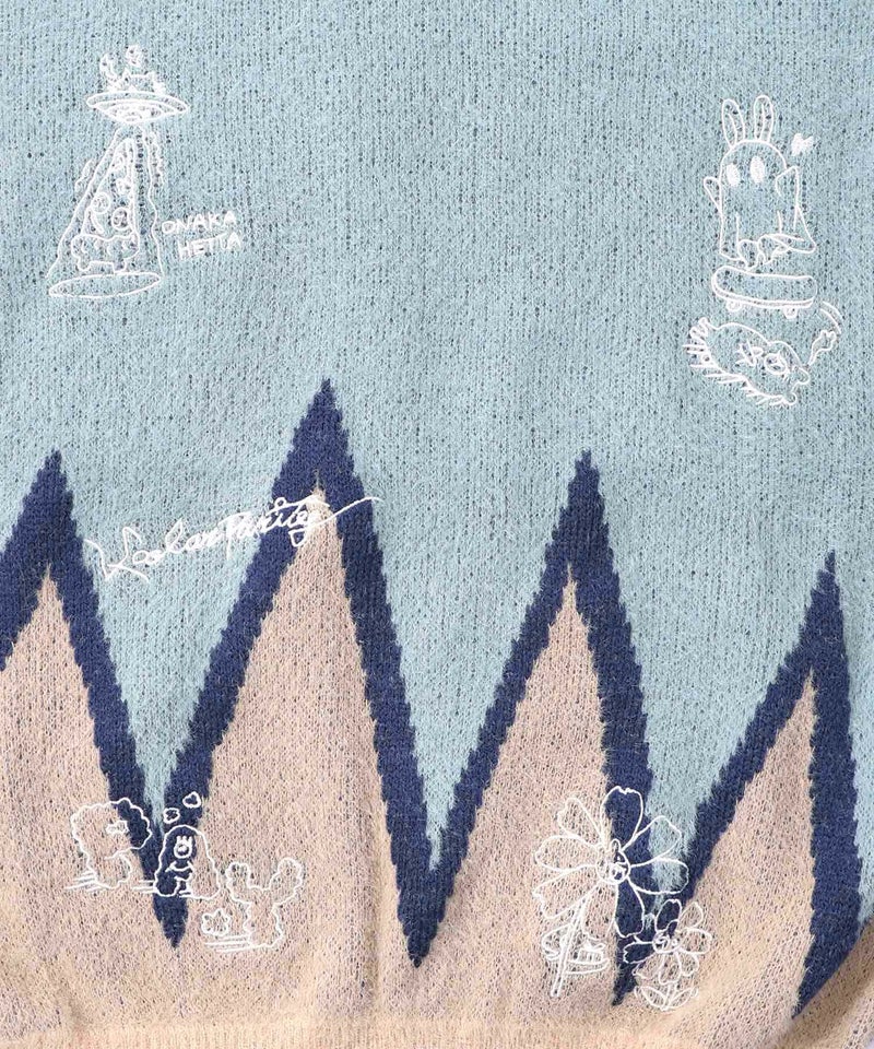 落書き調Parityキャラジャガードニットプルオーバー-14