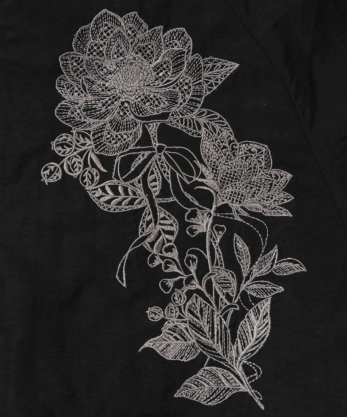 ボア襟取り外し可能 花刺繍中綿ブルゾン-11