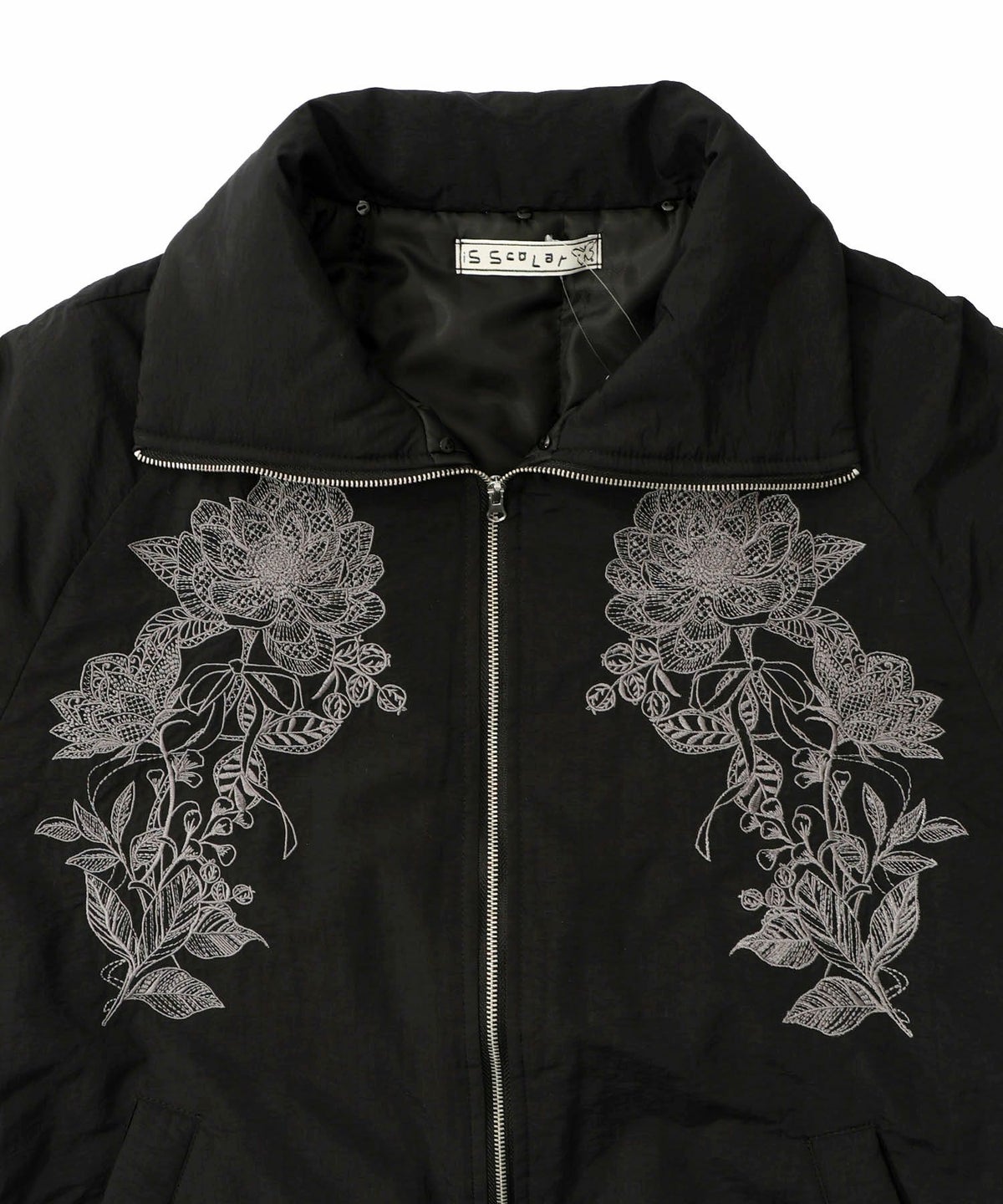 ボア襟取り外し可能 花刺繍中綿ブルゾン-25