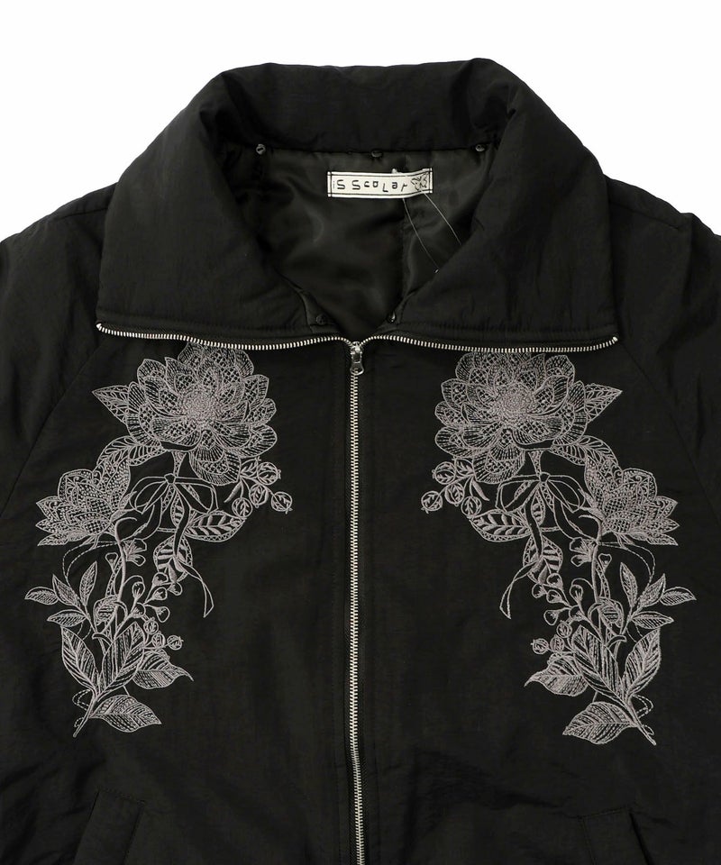 ボア襟取り外し可能 花刺繍中綿ブルゾン-25