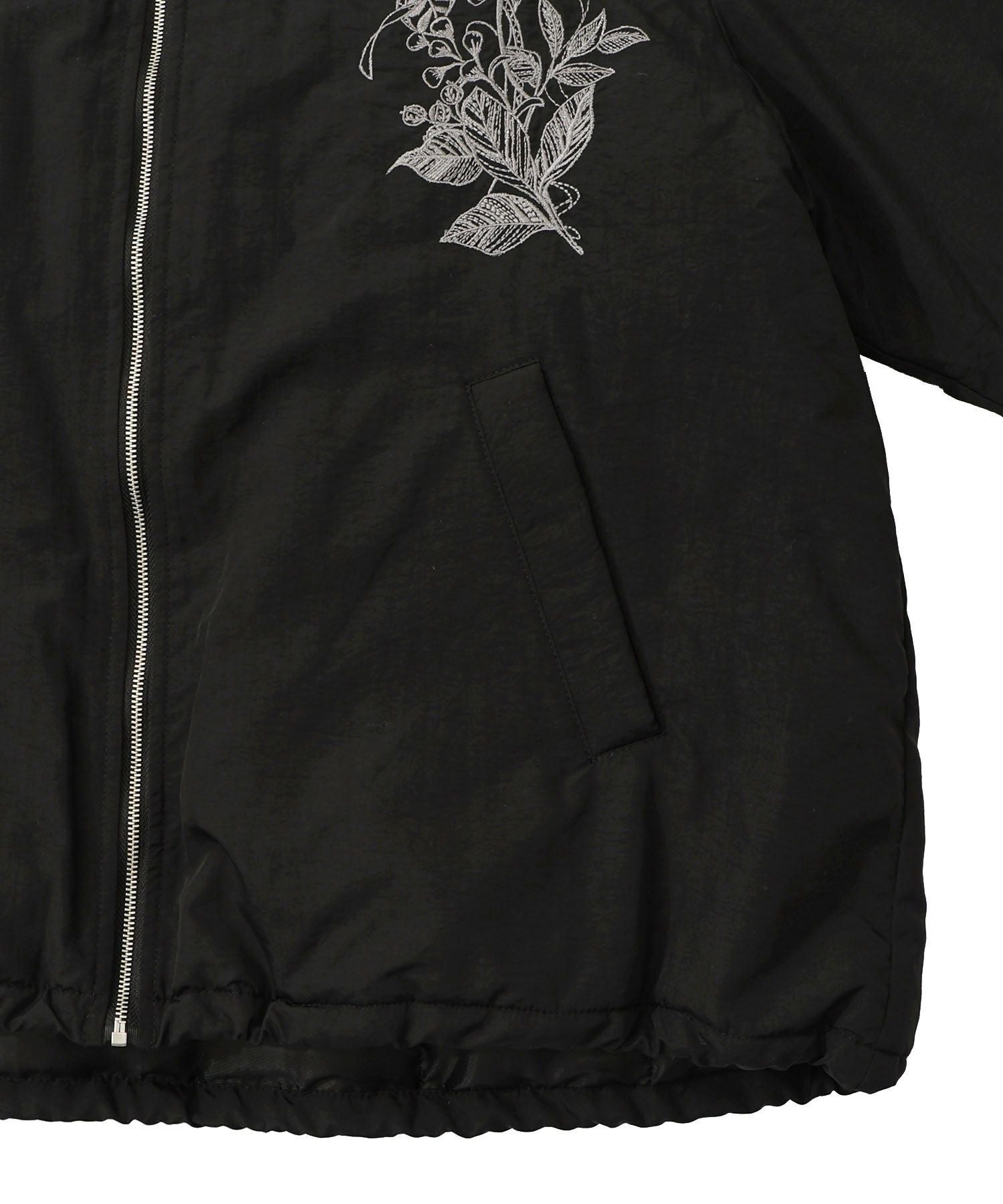 553272：ボア襟取り外し可能 花刺繍中綿ブルゾンの通販-ScoLar