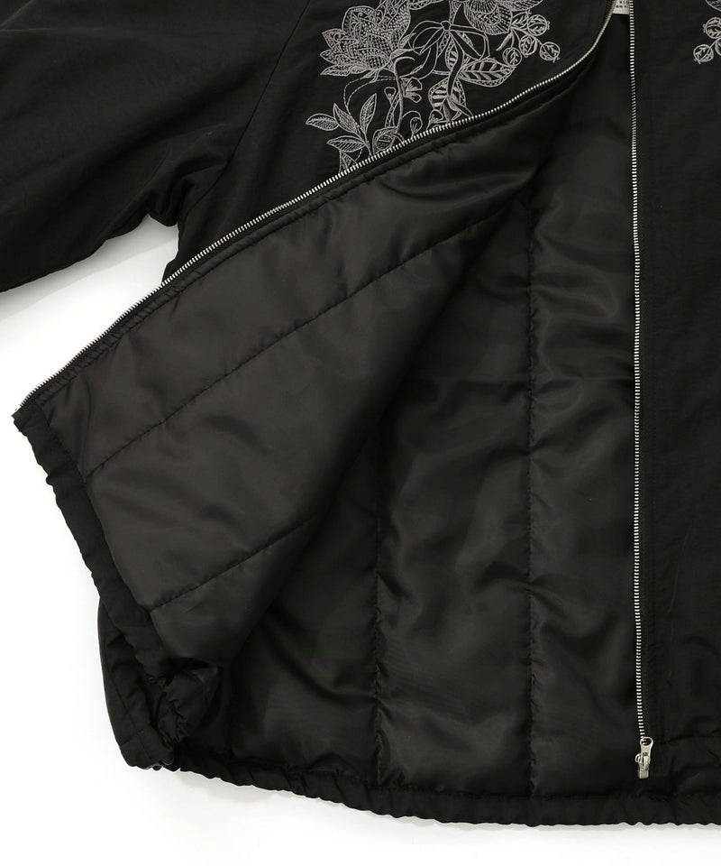 ボア襟取り外し可能 花刺繍中綿ブルゾン-29