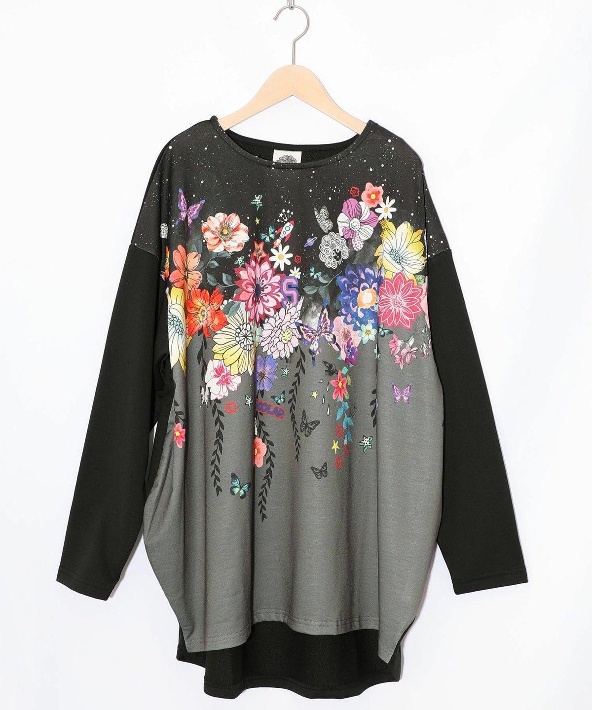 花×夜空柄ミックス裏毛チュニック-7