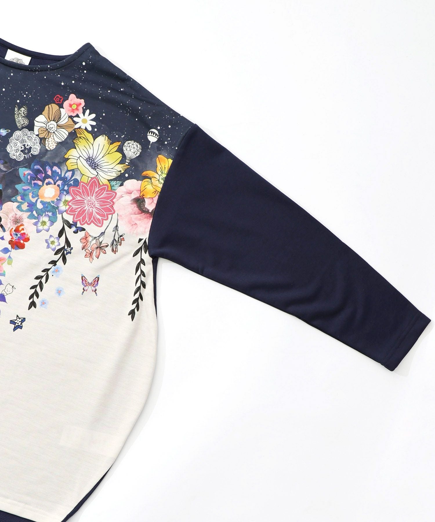 153729：花×夜空柄ミックス裏毛チュニックの通販-ScoLar