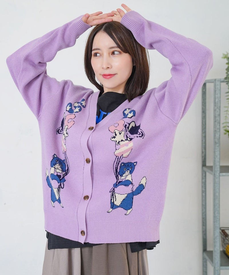 風船ネコちゃんジャガードニットカーディガン-7