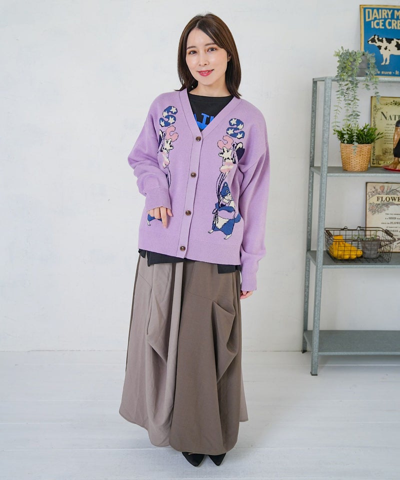 風船ネコちゃんジャガードニットカーディガン-8