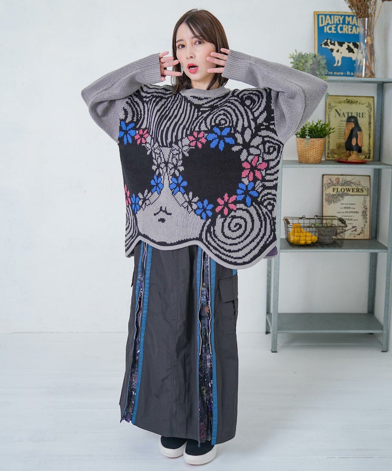 グラサンスカラーちゃんダブルジャガードニットプルオーバー-9