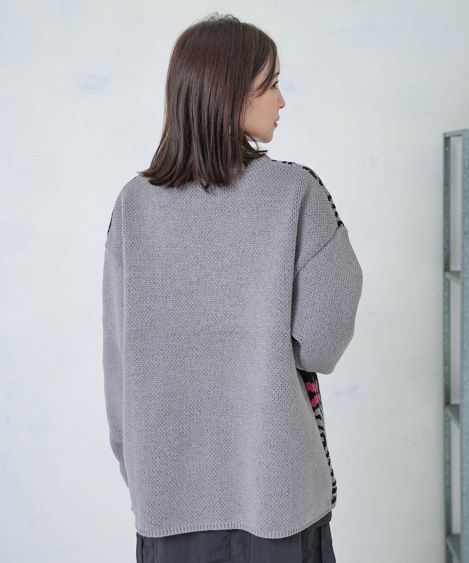 153726：グラサンスカラーちゃんダブルジャガードニットプルオーバーの