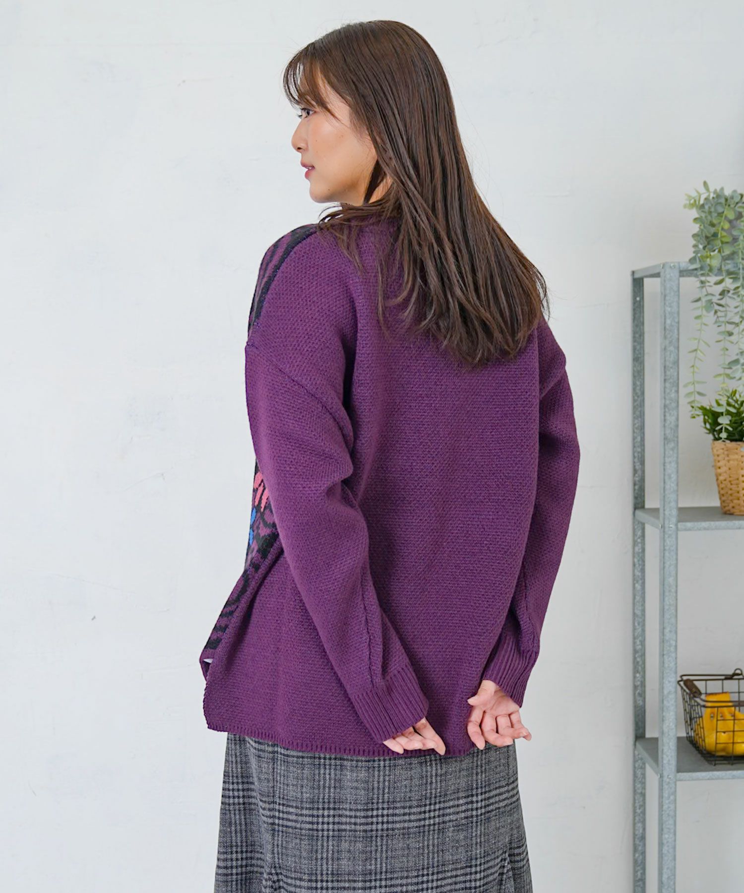 153726：グラサンスカラーちゃんダブルジャガードニットプルオーバーの