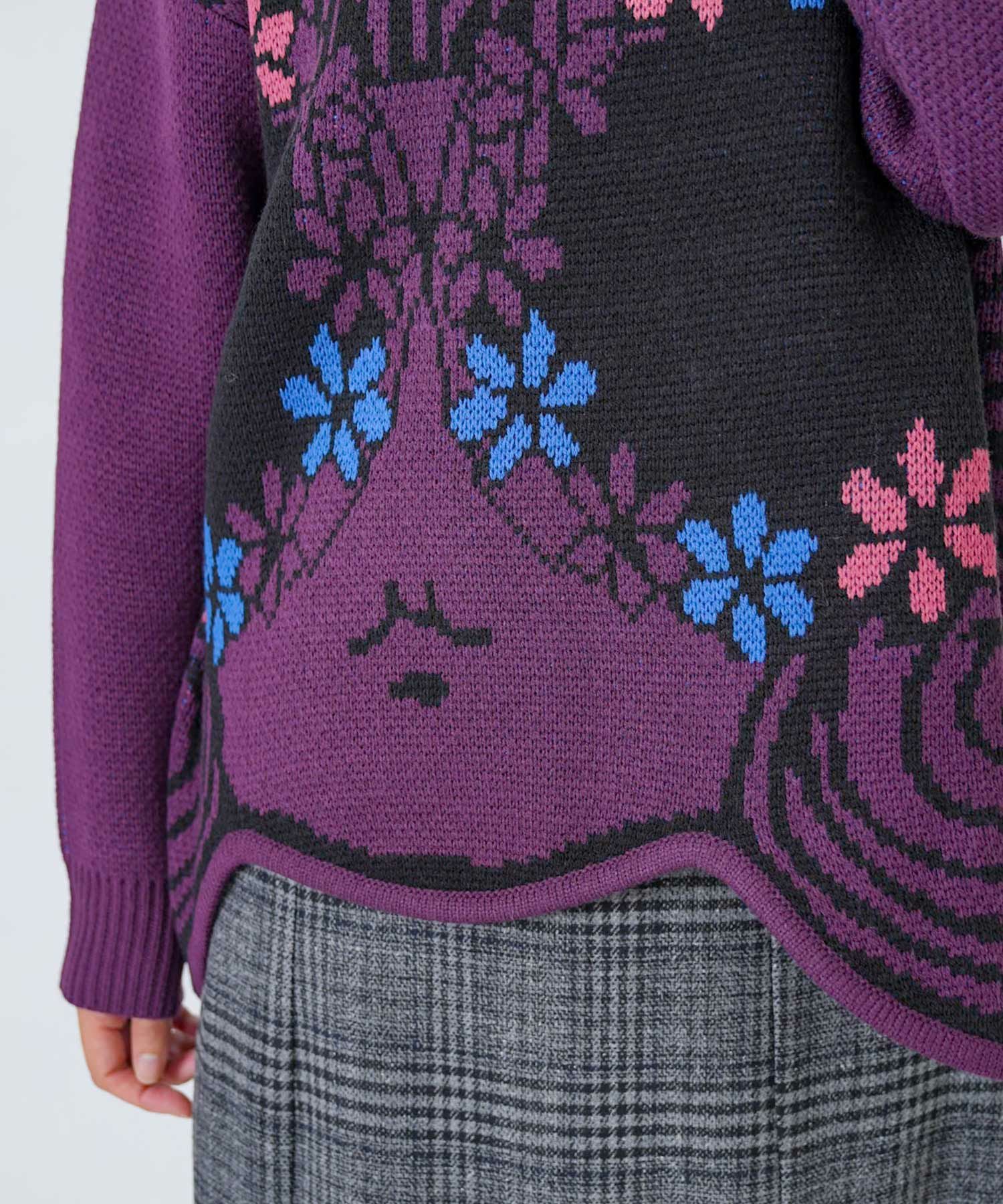 153726：グラサンスカラーちゃんダブルジャガードニットプルオーバーの