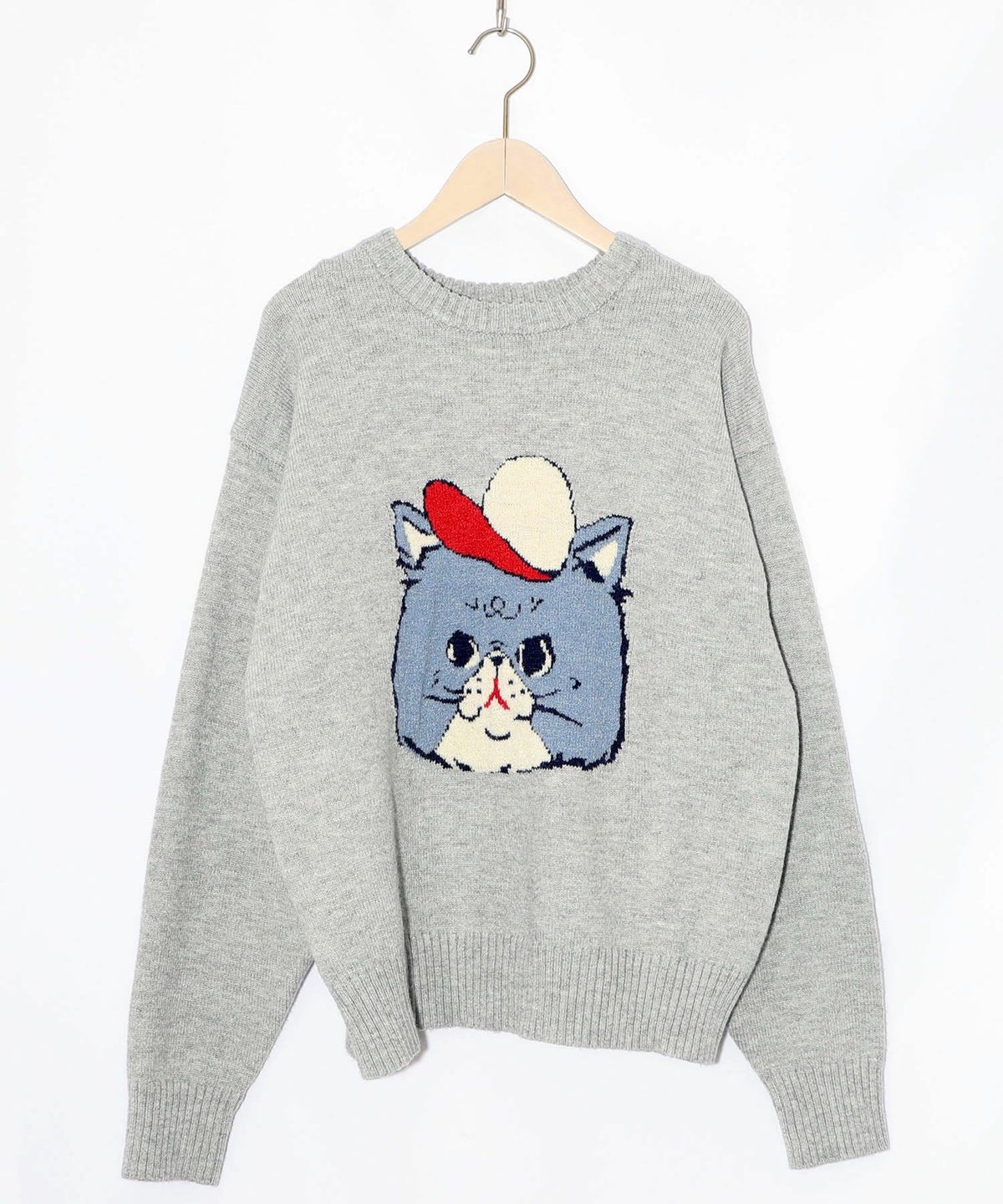 キャップネコ柄ジャガードニットプルオーバー-25