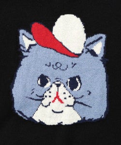 キャップネコ柄ジャガードニットプルオーバー-28