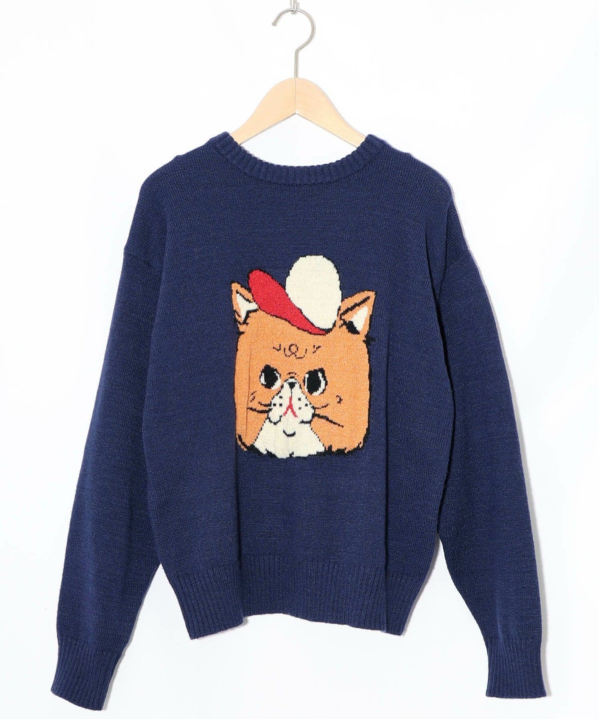 キャップネコ柄ジャガードニットプルオーバー-29