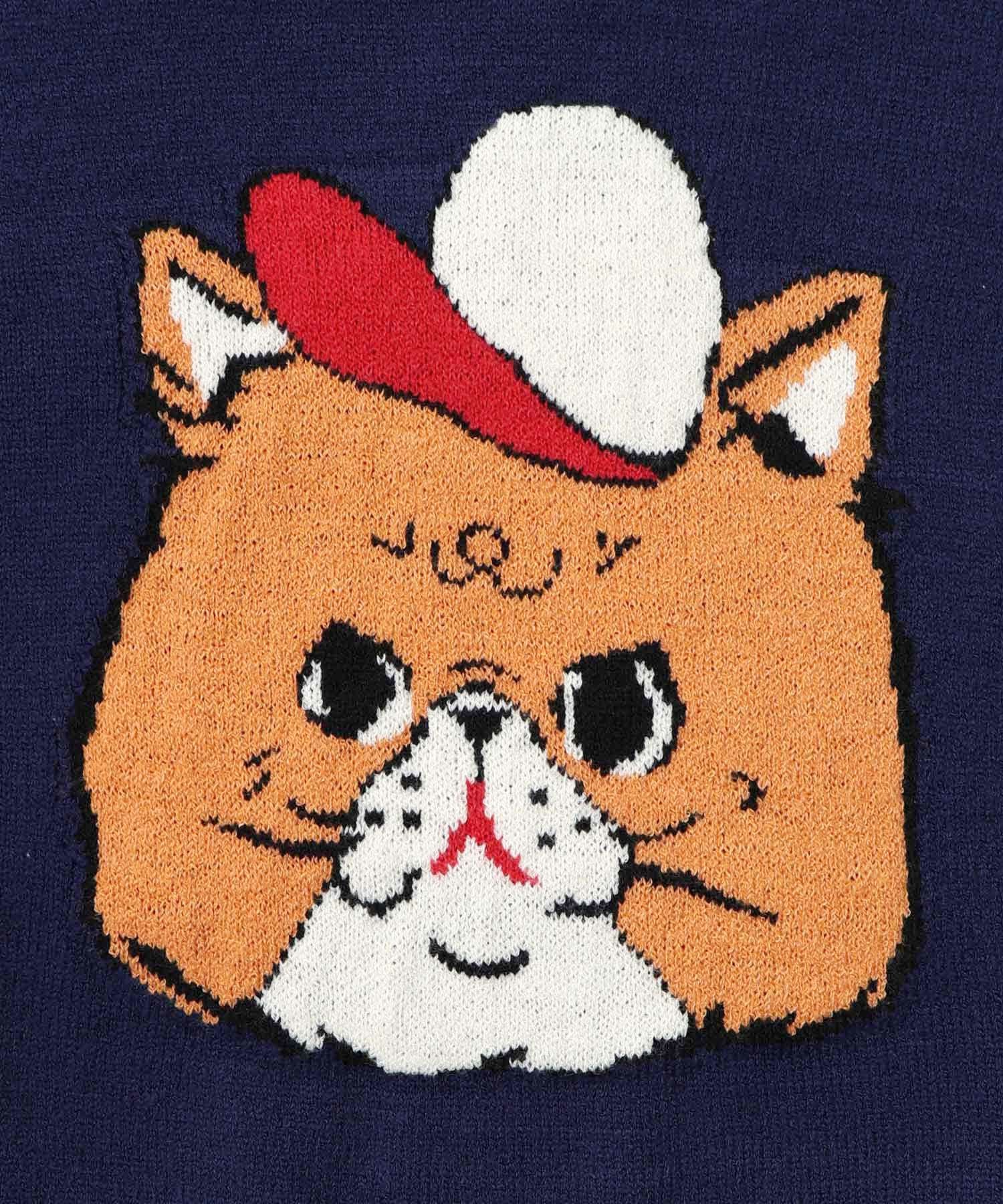 リトルクローバー様 153725：キャップネコ柄ジャガードニットプルオーバーの通販-ScoLar