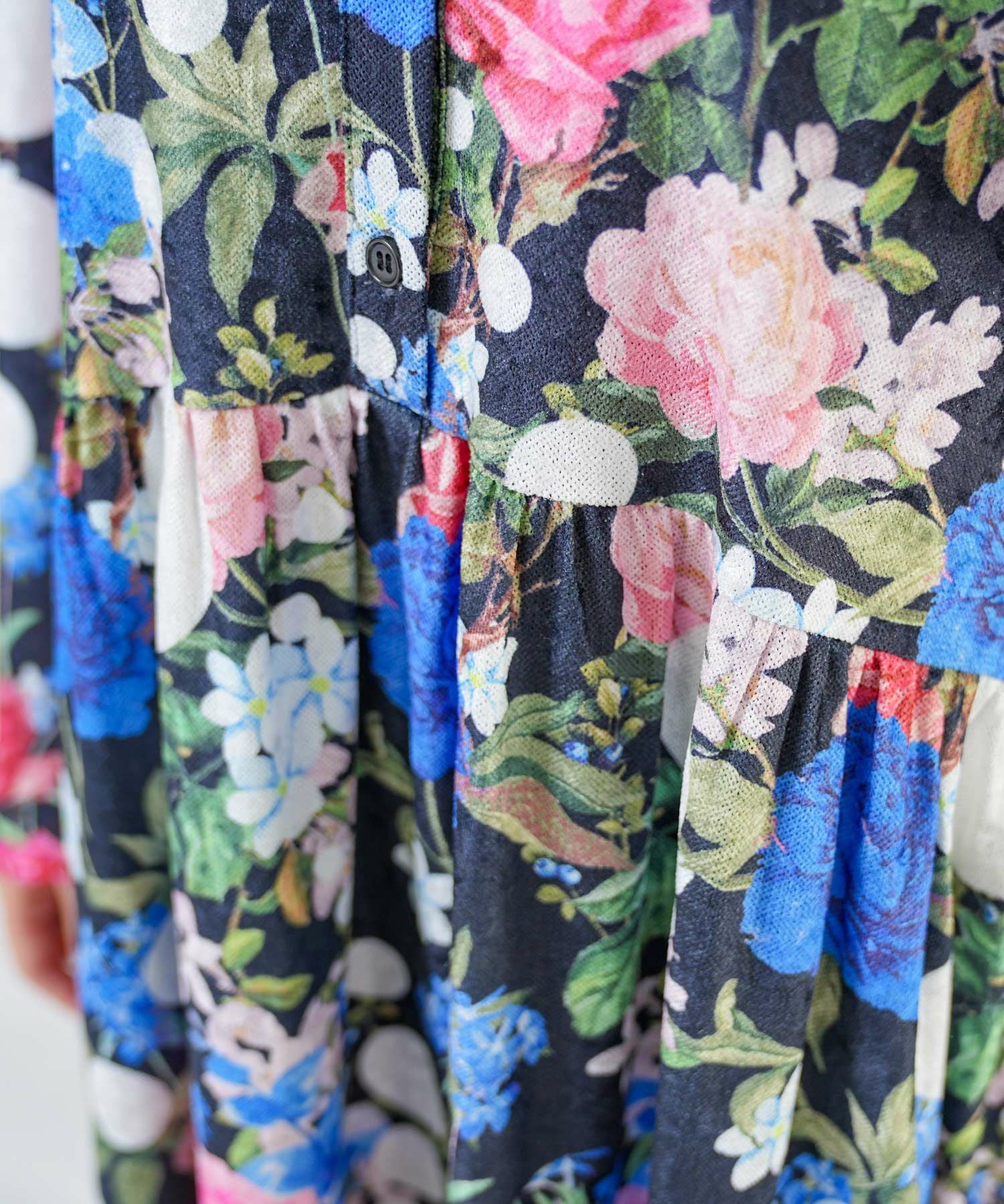 153721：2柄展開クラッシュベロアワンピースの通販-ScoLar