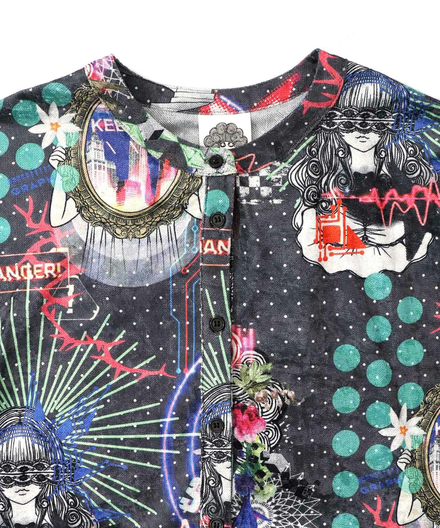 153721：2柄展開クラッシュベロアワンピースの通販-ScoLar