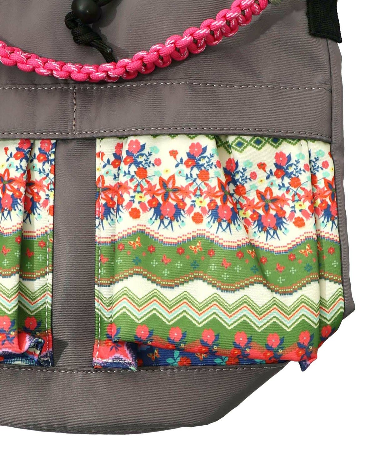 民族風柄配色パラコード付き巾着バッグ-8