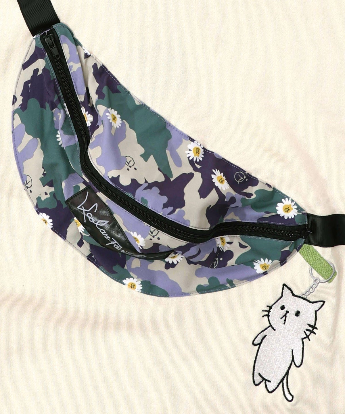 フェイクボディバッグ×ネコ刺繍付き裏毛プルオーバー-15