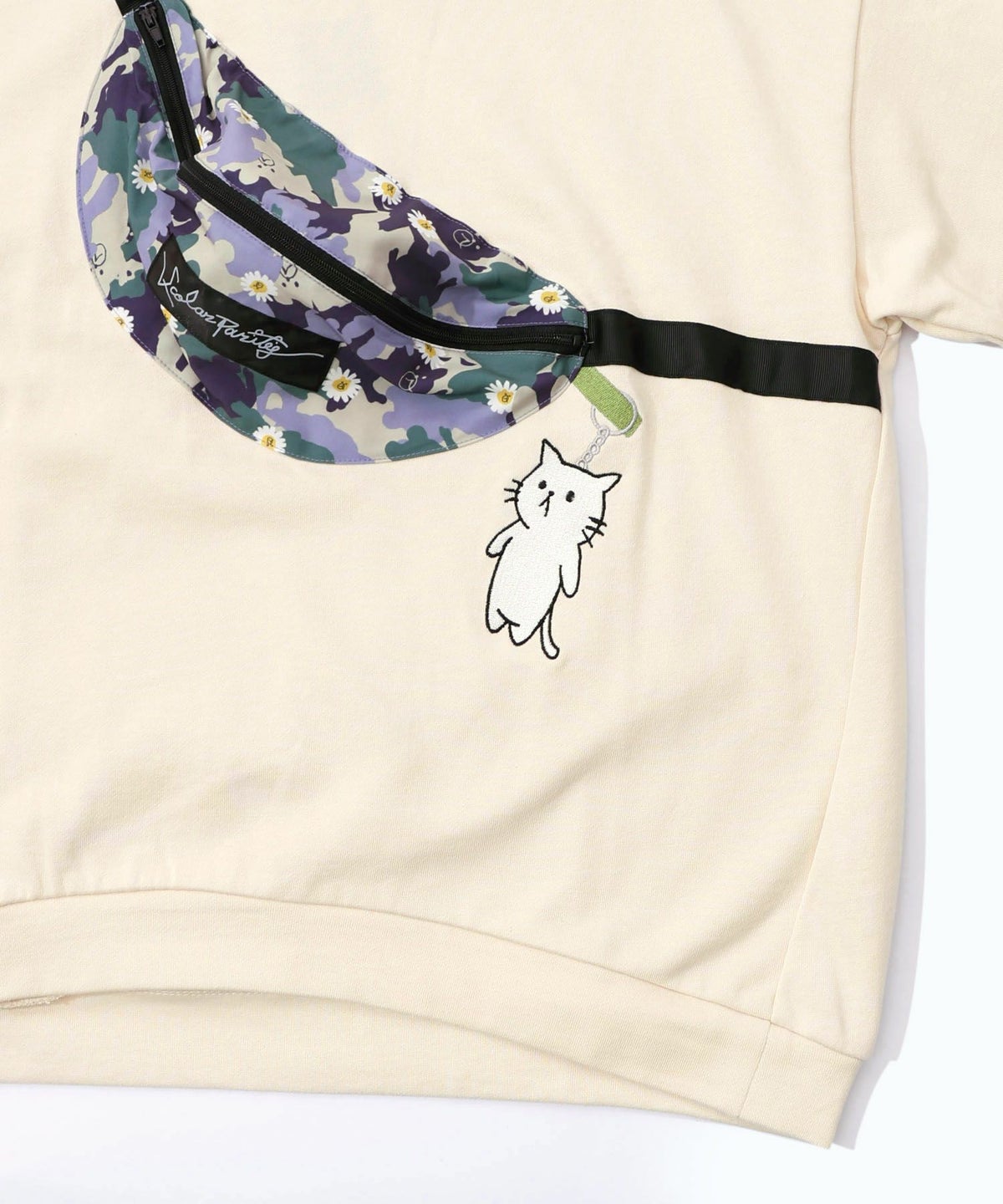 フェイクボディバッグ×ネコ刺繍付き裏毛プルオーバー-23