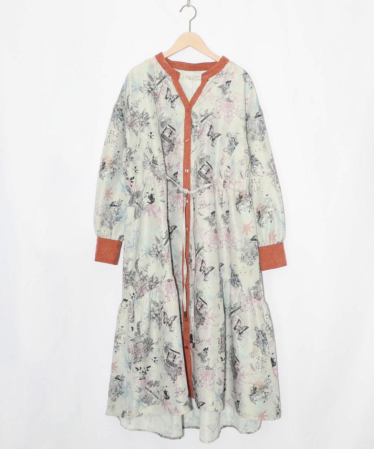 星座・楽器・雪の結晶柄 布帛×コーデュロイワンピ-16