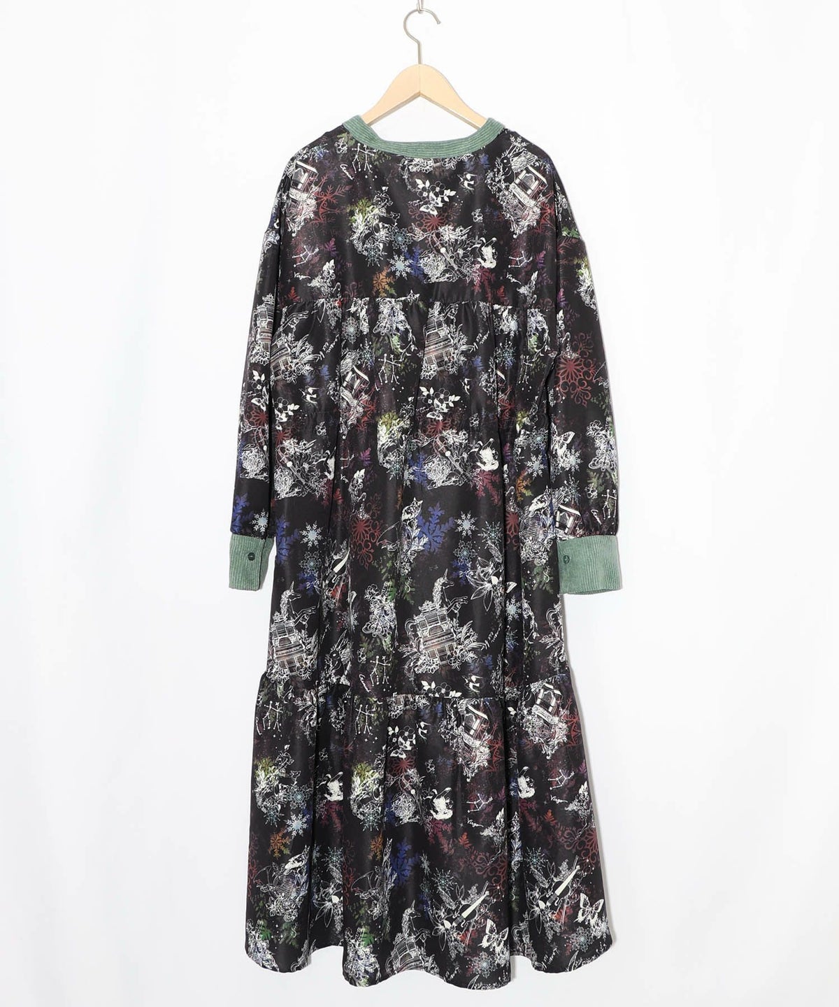 星座・楽器・雪の結晶柄 布帛×コーデュロイワンピ-20