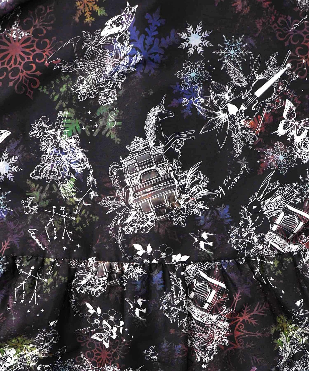 星座・楽器・雪の結晶柄 布帛×コーデュロイワンピ-21