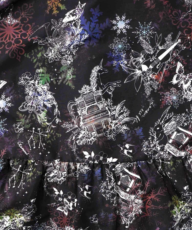 星座・楽器・雪の結晶柄 布帛×コーデュロイワンピ-21