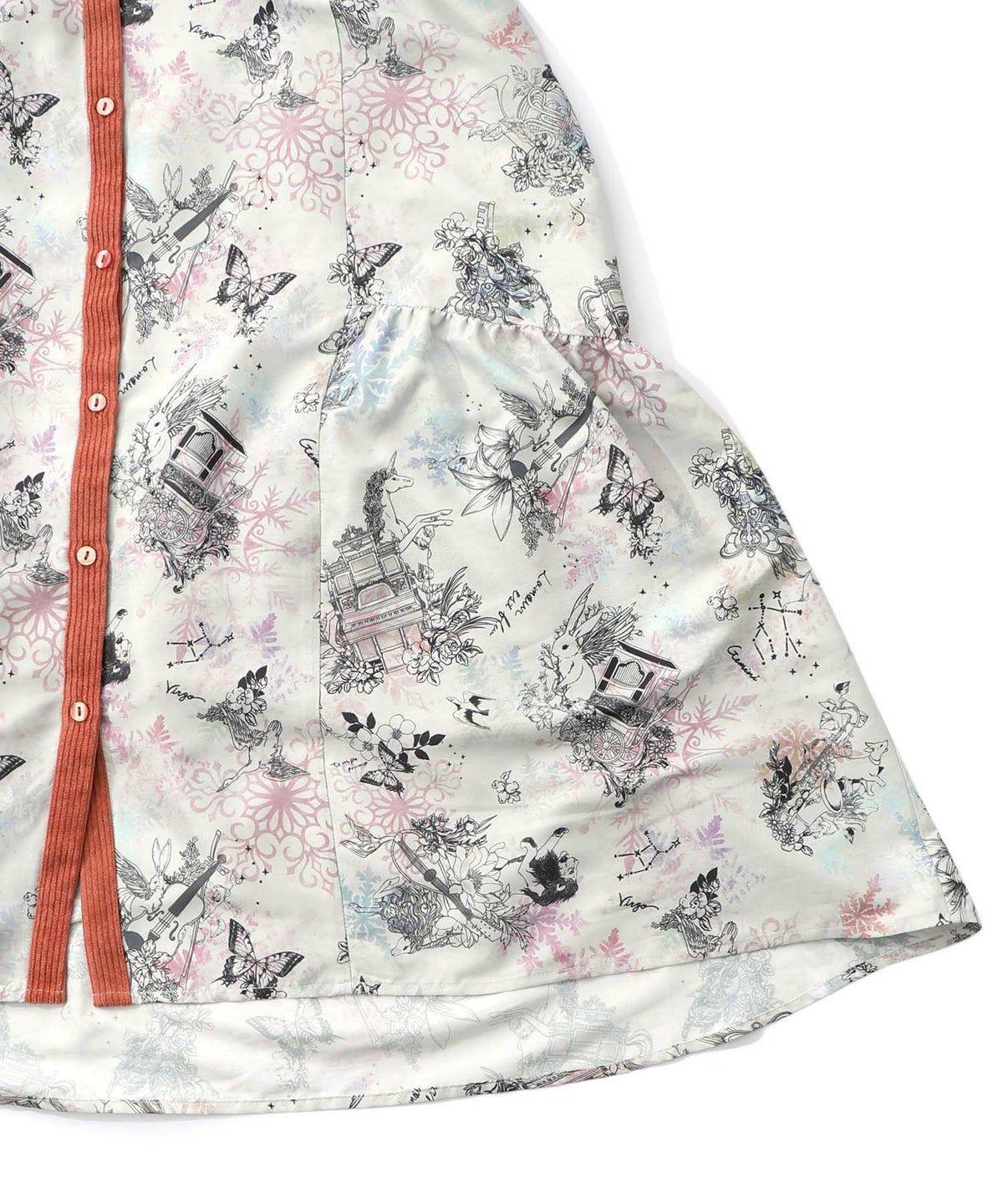 星座・楽器・雪の結晶柄 布帛×コーデュロイワンピ-28