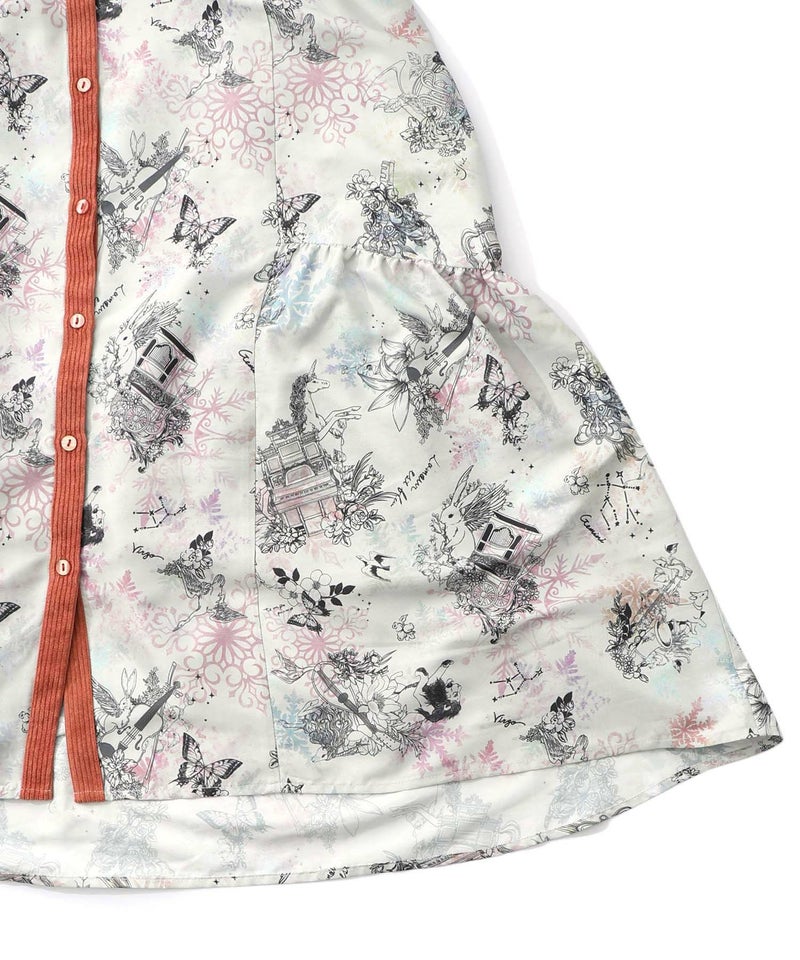 星座・楽器・雪の結晶柄 布帛×コーデュロイワンピ-28