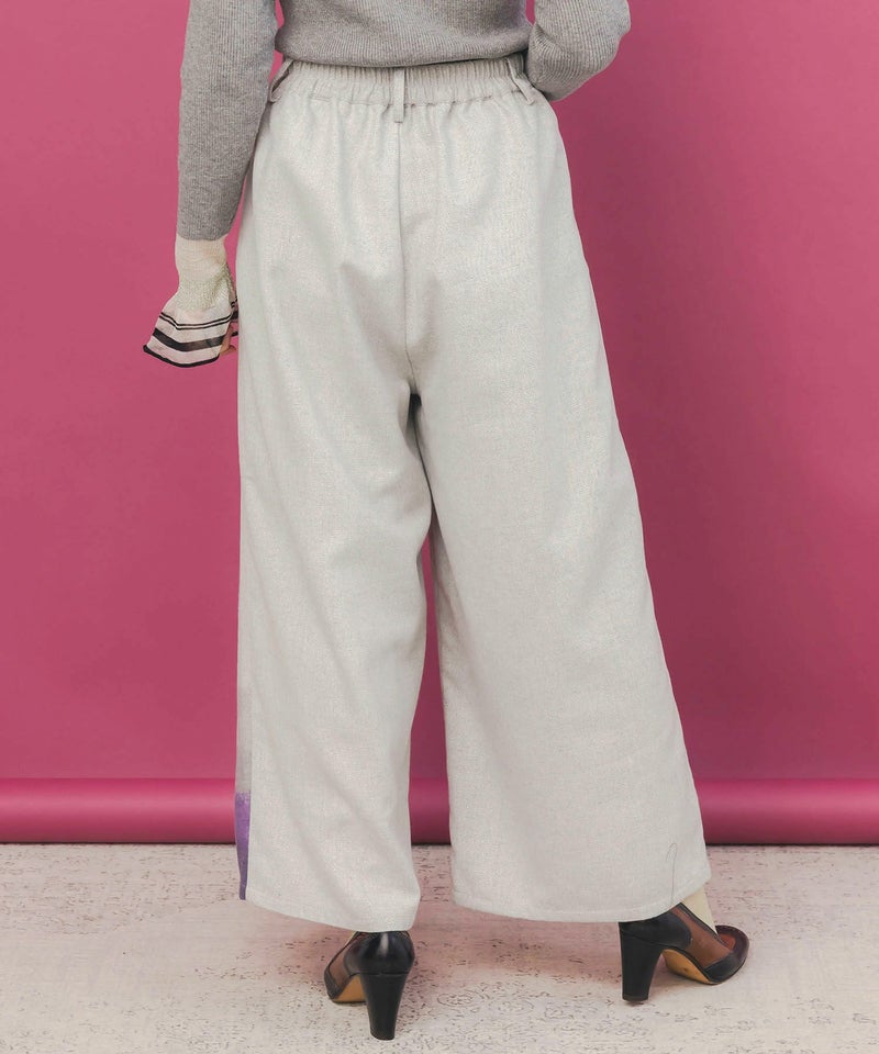 花柄裾グラデラメツイード×裏地パンツ-5