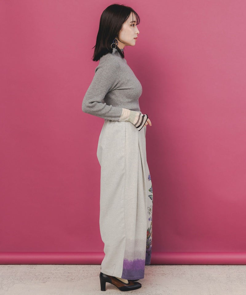 花柄裾グラデラメツイード×裏地パンツ-6