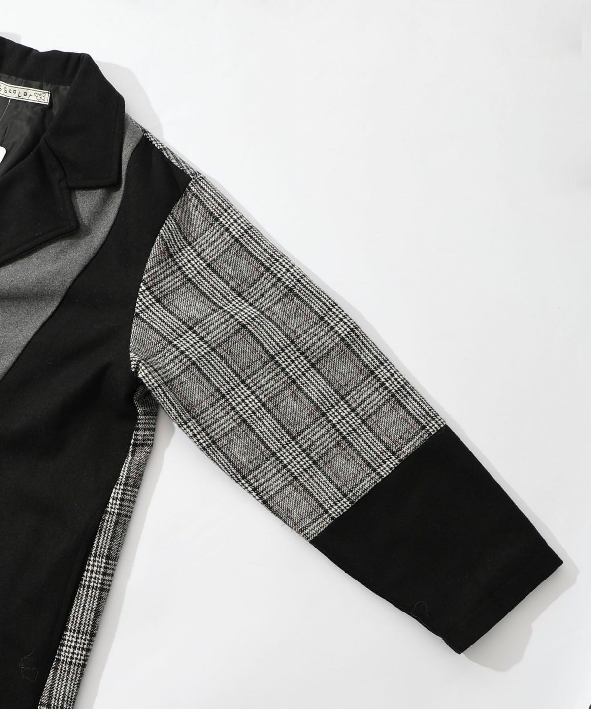 バラ刺繍起毛チェック×蝶レース×フェイクウールコート-14