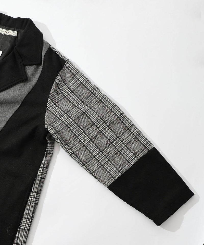 バラ刺繍起毛チェック×蝶レース×フェイクウールコート-14
