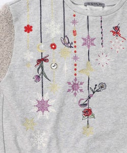 雪の結晶ガーランド刺繍裏毛×ラメフェザーニット-21