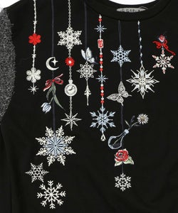 雪の結晶ガーランド刺繍裏毛×ラメフェザーニット-23