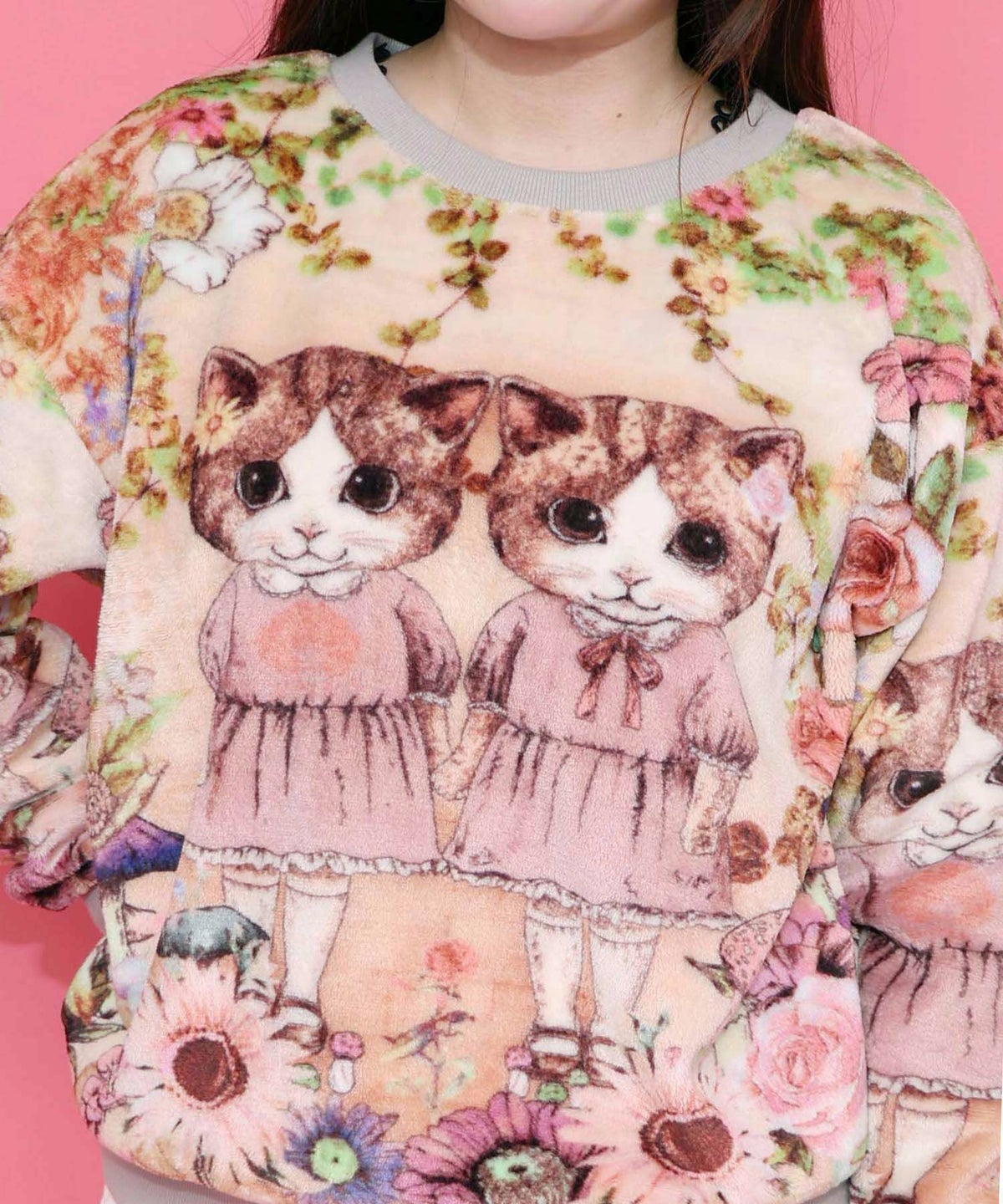 ネコ姉妹の秘密の花園 双面フランネルプルオーバー-5