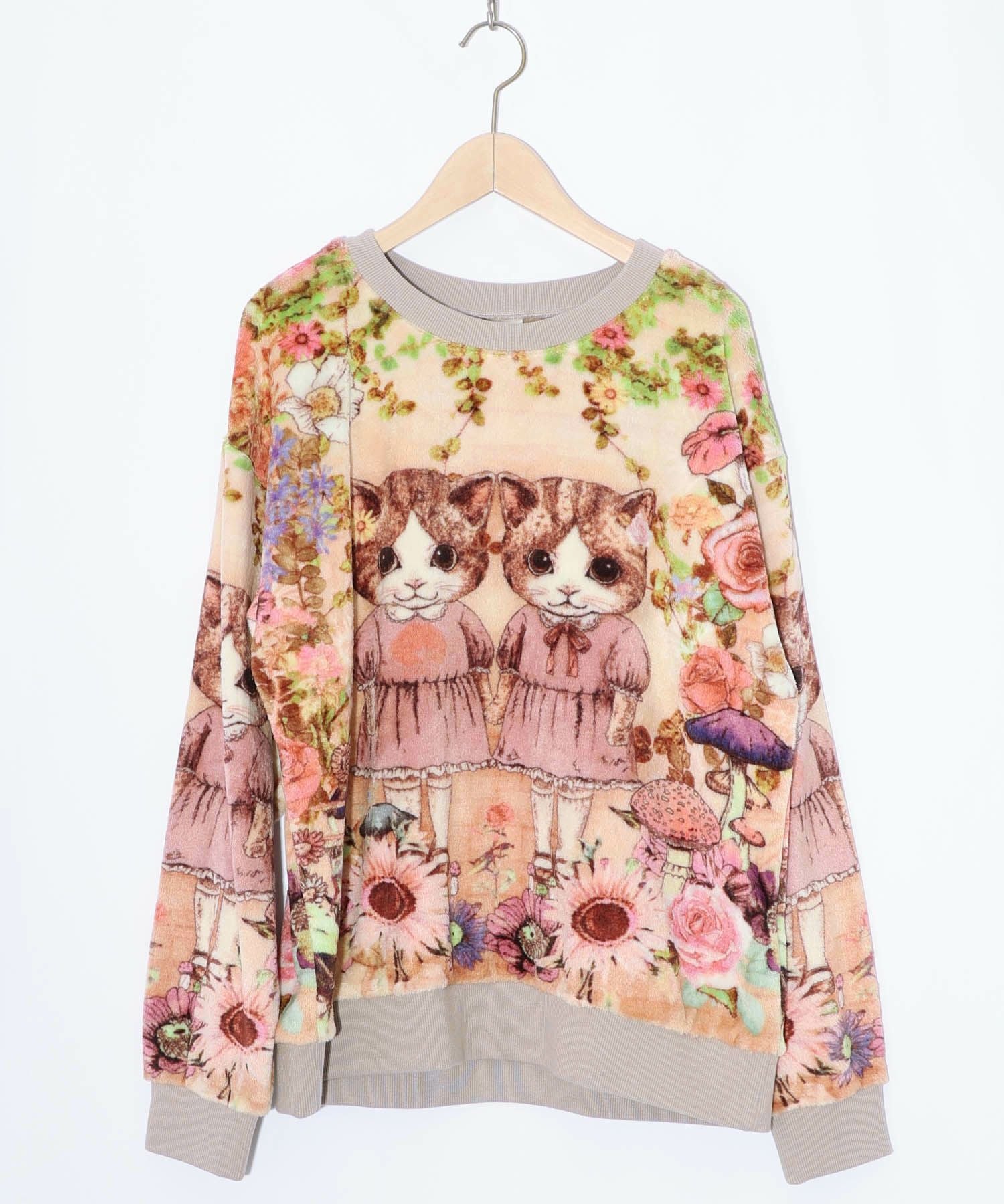 153737：ネコ姉妹の秘密の花園 双面フランネルプルオーバーの通販-ScoLar