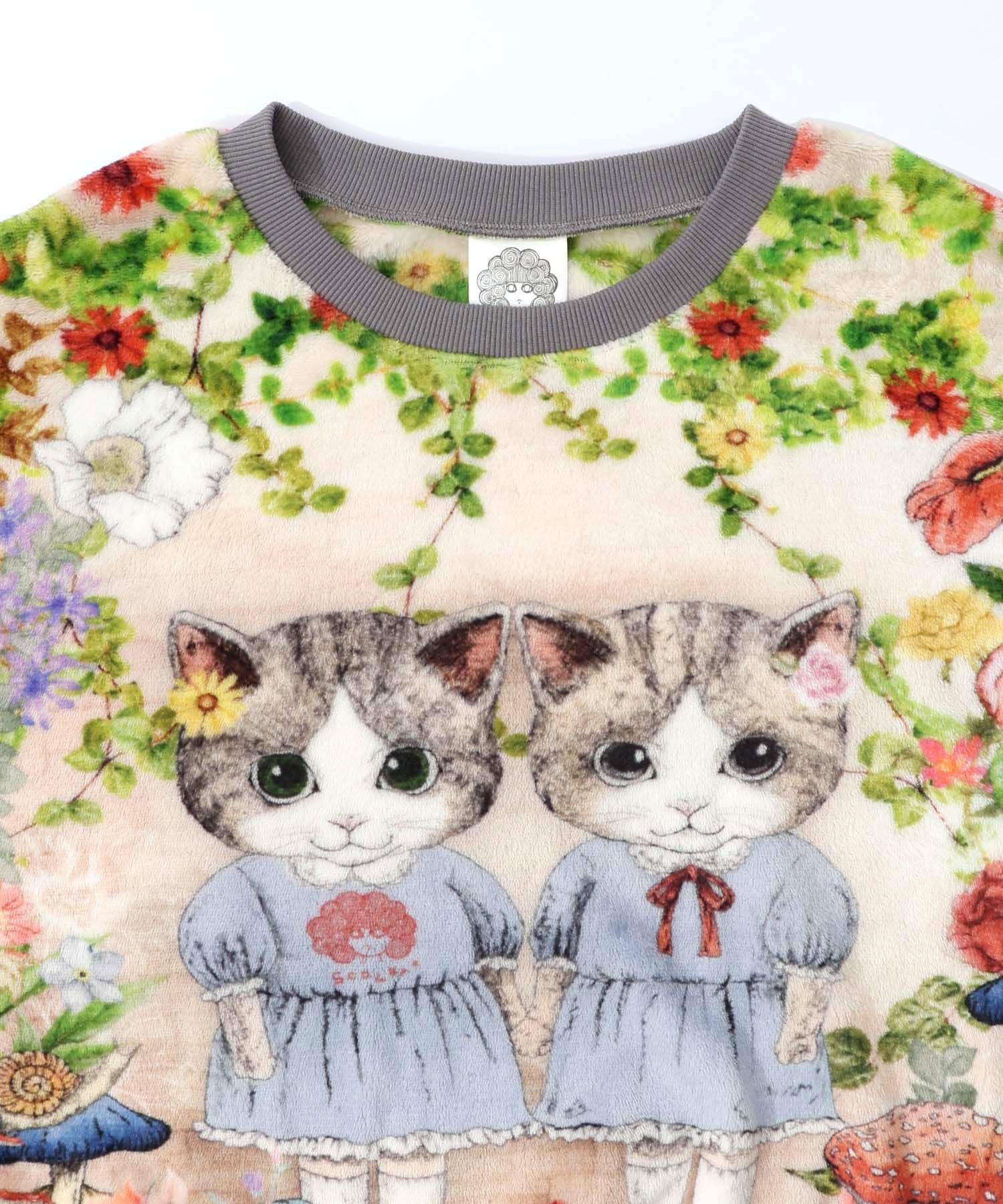 153737：ネコ姉妹の秘密の花園 双面フランネルプルオーバーの通販-ScoLar