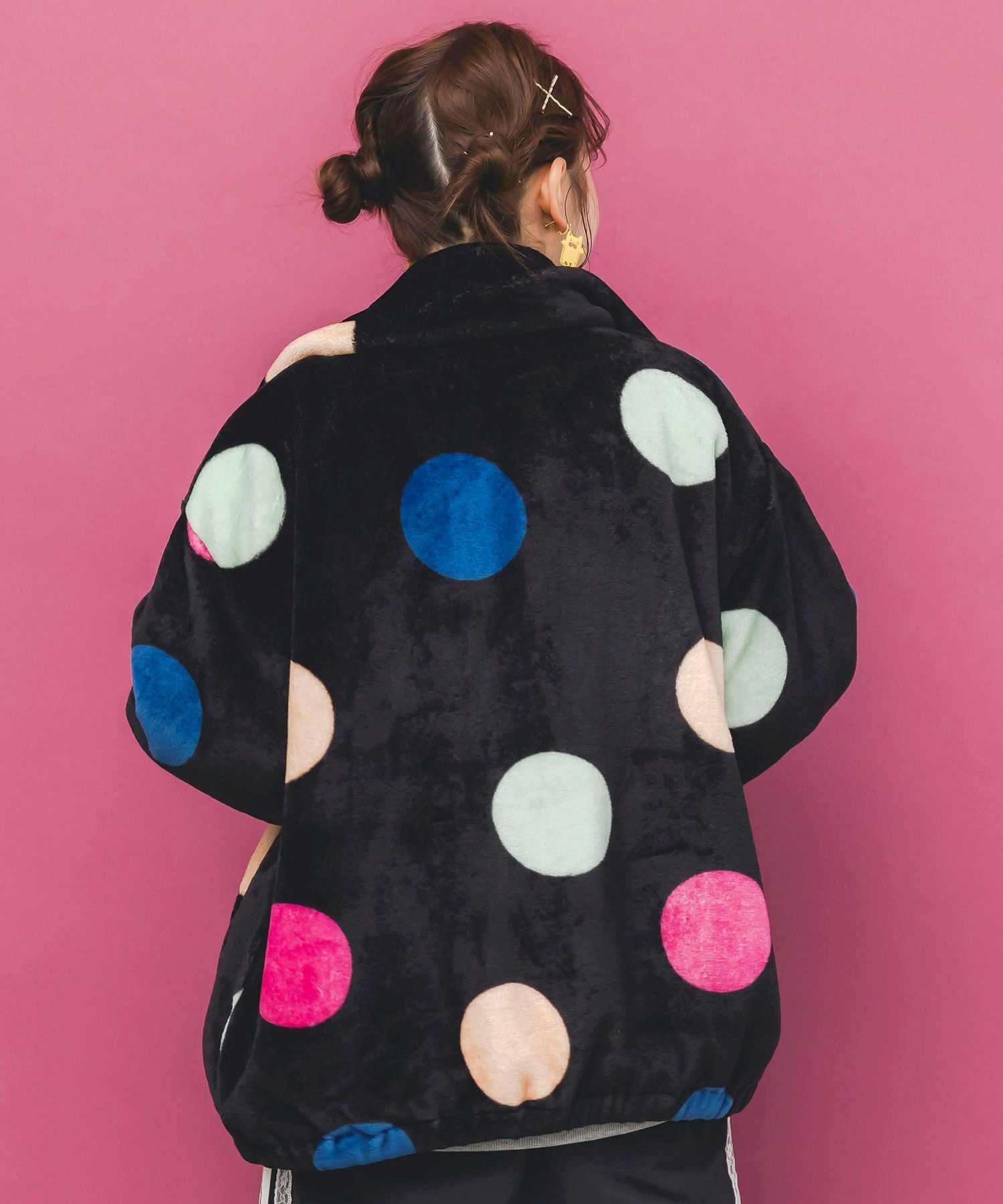 153735：カラフルドット柄 双面フランネルブルゾンの通販-ScoLar