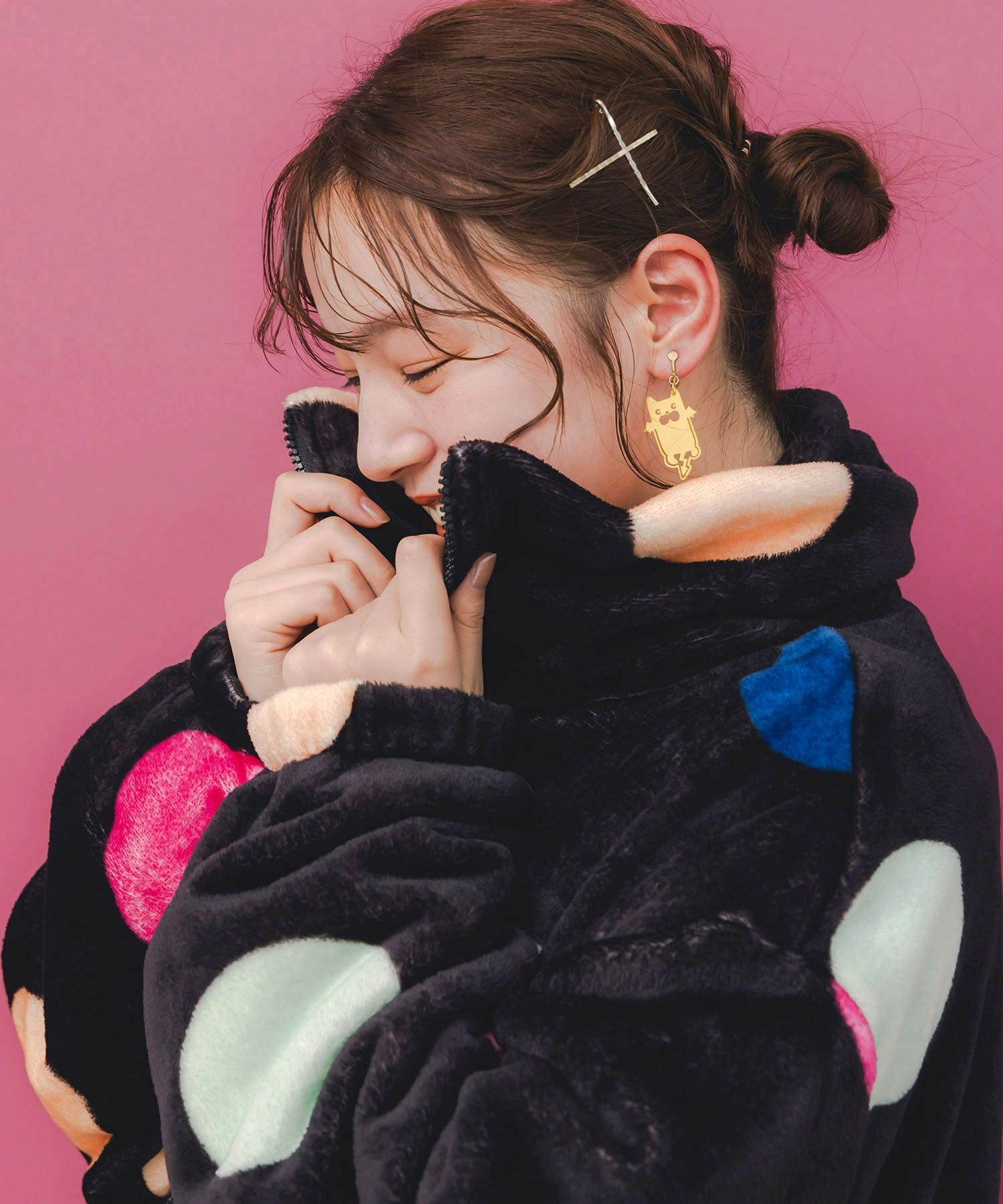 153735：カラフルドット柄 双面フランネルブルゾンの通販-ScoLar