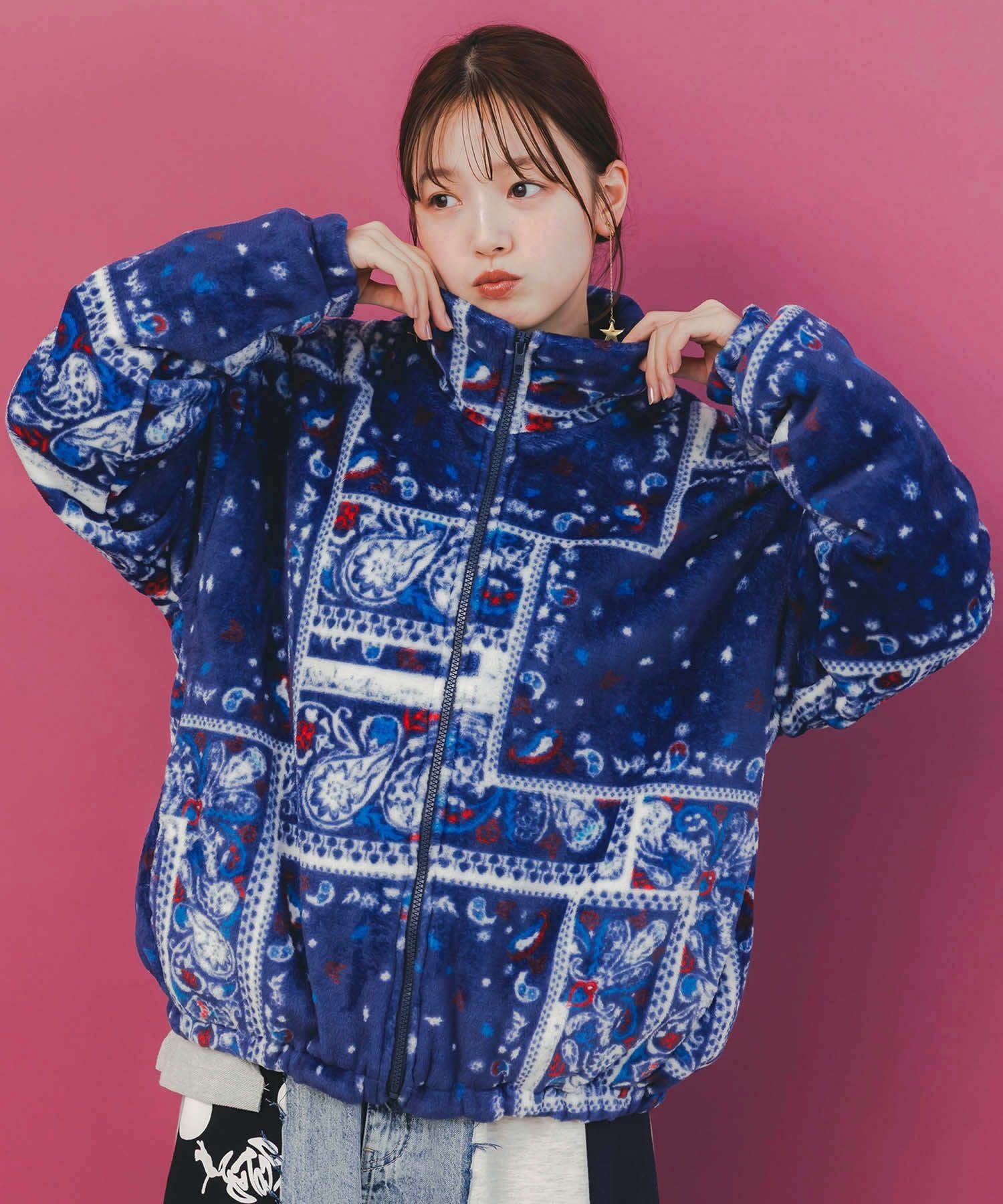 153654：メルヘンキノコ刺繍 2WAYブルゾンの通販-ScoLar