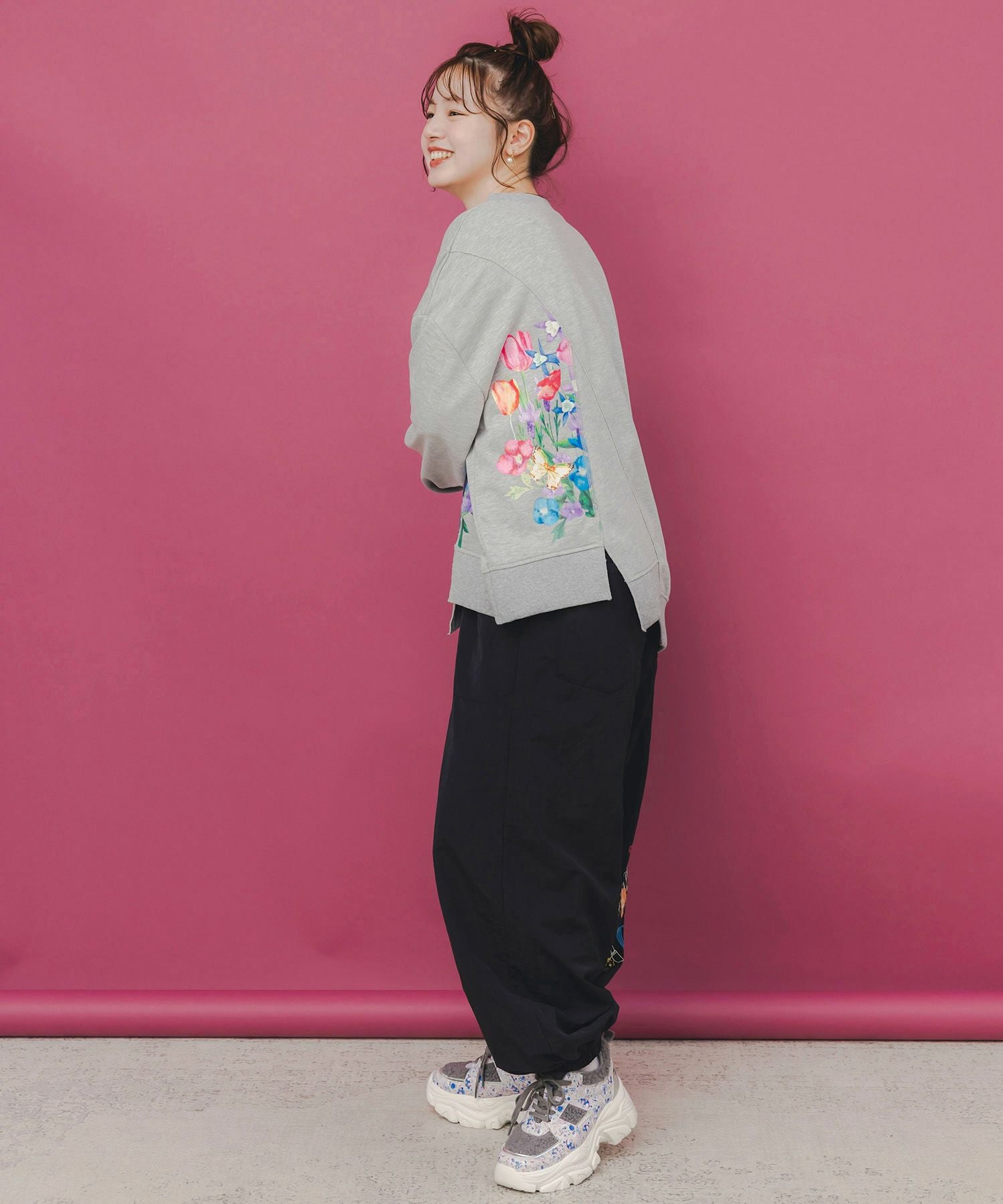 153718：ポップ柄裏フリースあったかナイロンパンツの通販-ScoLar