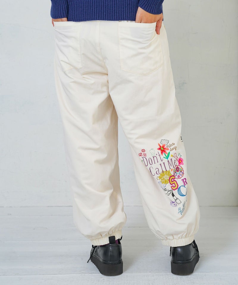 ポップ柄裏フリースあったかナイロンパンツ-14