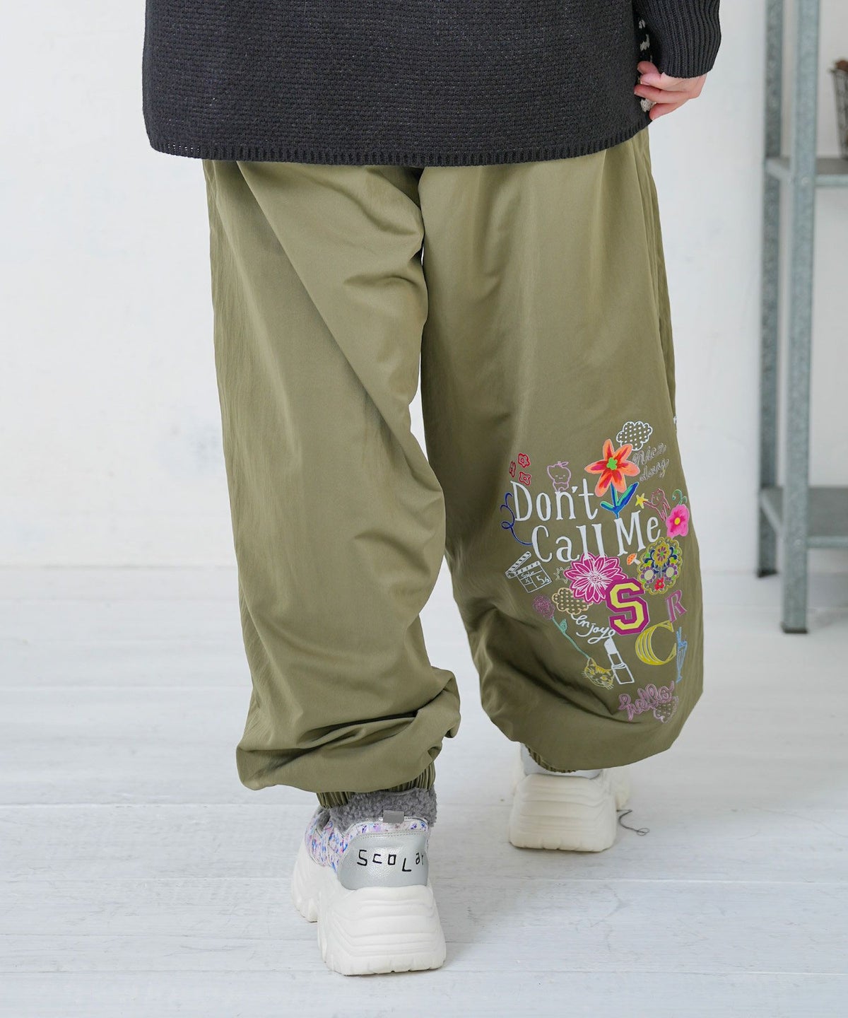 ポップ柄裏フリースあったかナイロンパンツ-20