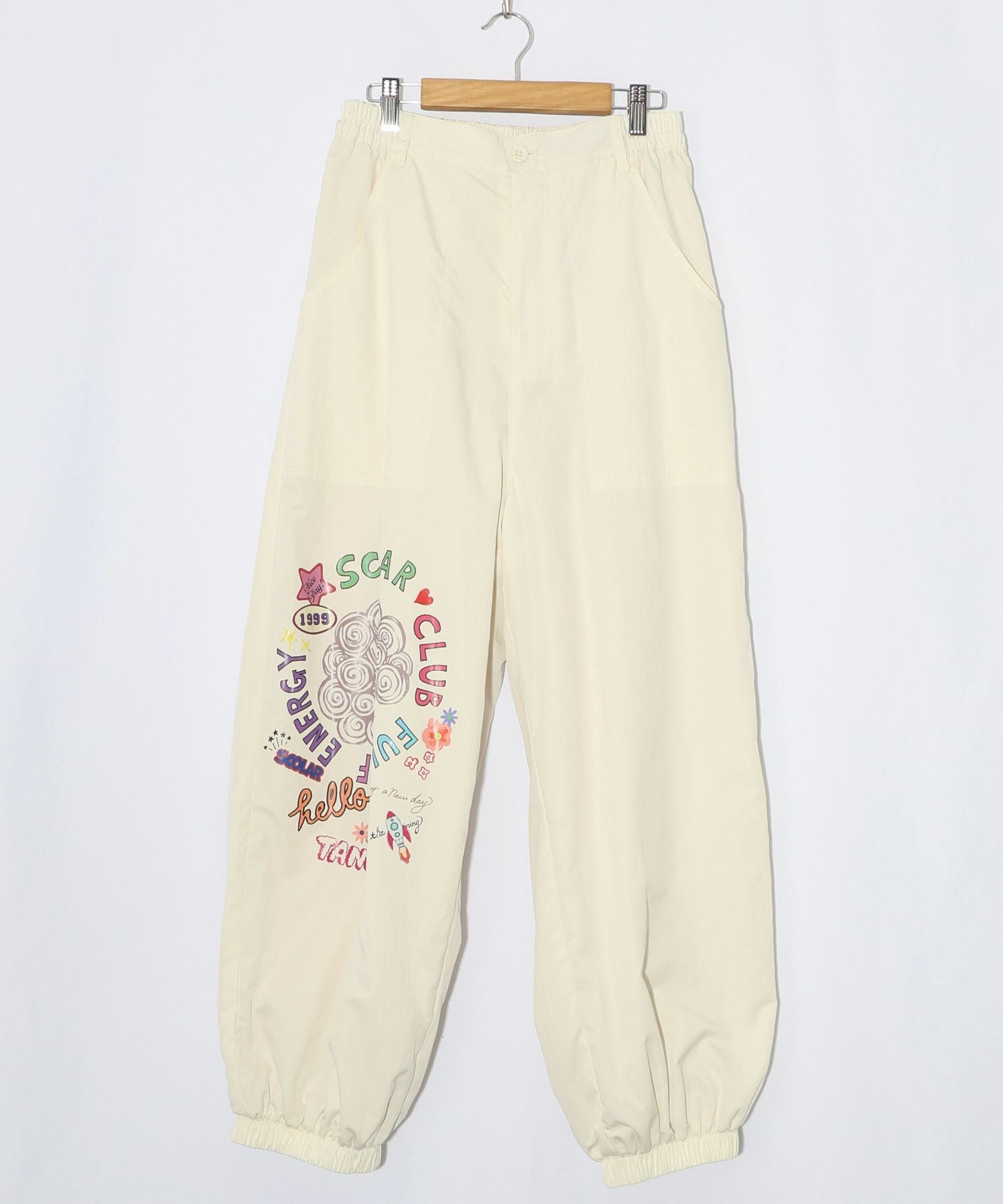 153718：ポップ柄裏フリースあったかナイロンパンツの通販-ScoLar