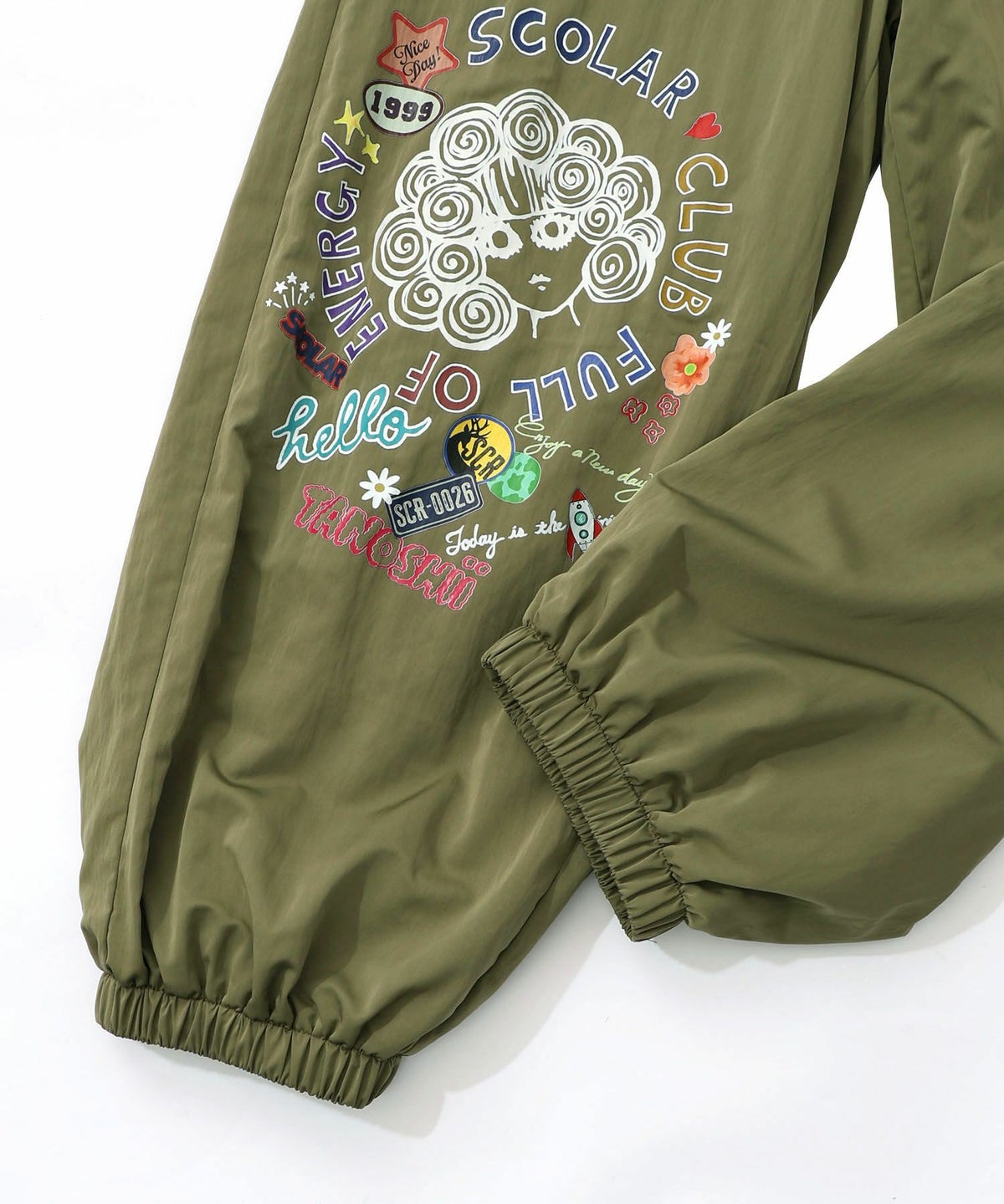 ポップ柄裏フリースあったかナイロンパンツ-35