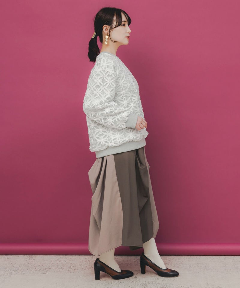 ランダムタック入り3柄展開 配色バルーンスカート-4